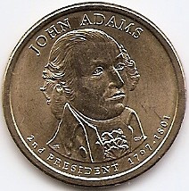 Statele Unite (SUA) 1 Dolar 2007 P - (John Adams) 26.5 mm KM-402 (2) foto