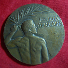 Placheta Primele Jocuri Africane 1929 Alecsandria ,bronz ,d=6 cm ,f.rara!