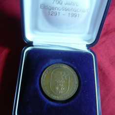 Placheta Jocurile Olimpice de Iarna 1984 Los Angeles-Sarajevo,bronz aurit ,3cm