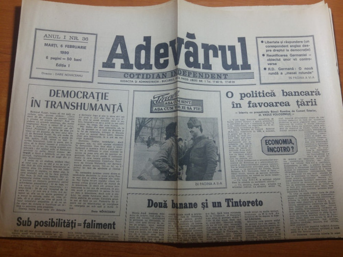 ziarul adevarul 6 februarie 1990-iunie 1969 o prima sfidare la adresa dictaturii