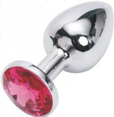 Dop Anal Plug Fetish Sex Play Metal Inox Piatra Swarovski Colours foto