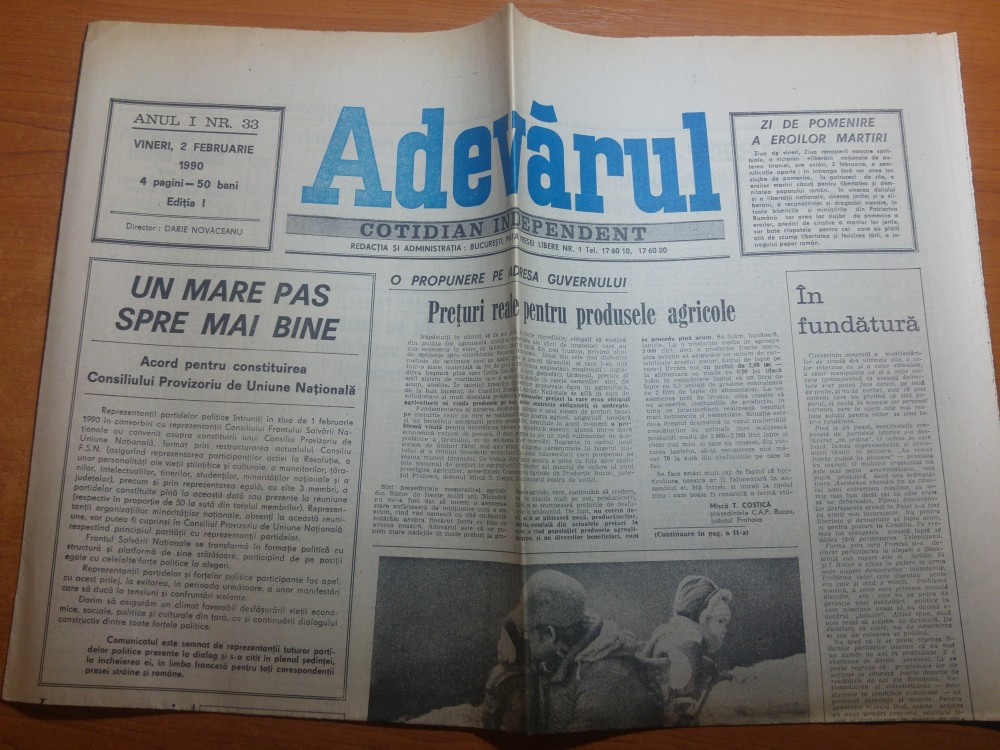 Ziarul adevarul 2 februarie 1990-40 zile de la revolutie , pomenire a  eroilor | Okazii.ro