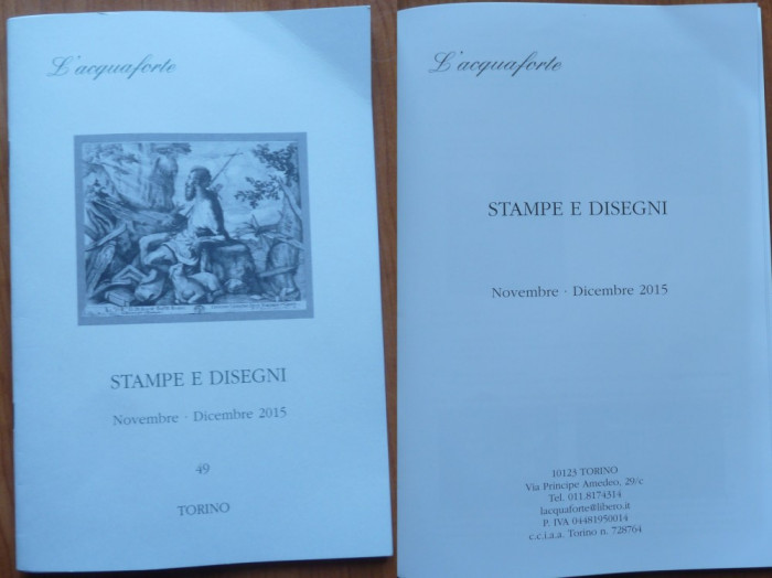 Catalog de vanzare arta din Torino ;Stampe si desene , avangarda ,2015 , preturi