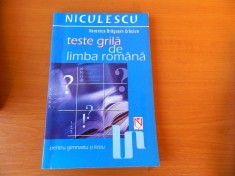 Teste grila de limba romana, pt gimnaziu si liceu, Veronica Dragusin Craciun foto