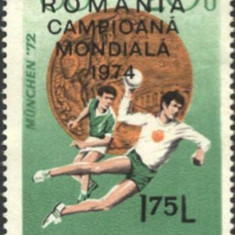 ROMANIA 1974 - HANDBAL MASCULIN, Timbru nestampilat cu SUPRATIPAR, AK6