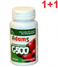 Vitamina C 500mg cu macese 30 capsule 1+1 gratis Adams Vision foto