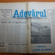 ziarul adevarul 9 iunie 1990-articol despe campionatul mondial din italia