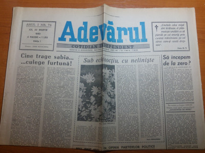ziarul adevarul 22 martie 1990-3 luni de la revolutie,articol despre revolutie foto