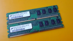 Kit 2GB DDR2 Desktop,1GBx2,Brand Micron,667Mhz,PC2-5300,Single Sided,CL5 foto