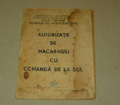 Autorizatie macaragiu - Autocamioane Brasov - BV - 1982 - 2+1 gratis - RBK17556 foto