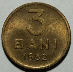 3 Bani 1952 Romania UNC, Luciu de batere foto