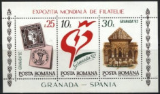 Romania 1992 - EXPOZITIA FILATELICA GRANADA, BLOC DT MNH, AK10 foto