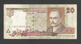 UCRAINA 20 HRIVNE GRIVNE 2000 [3] P-112b , Semn VLADIMIR STELMAKH , VF+