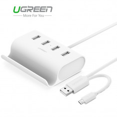 4 Port Hub USB 2.0 Micro USB OTG with Phone Stand UG035 foto