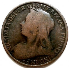 MAREA BRITANIE , VICTORIA , 1 PENNY 1896 , DIAMETRU 31mm. foto