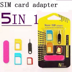 5 in 1 set adaptoare cartela sim / micro sim / nano sim / ac scoatere cartela foto