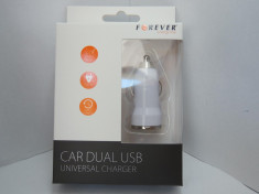 Incarcator auto Forever universal alb dual 2 in1 3.1A USB foto