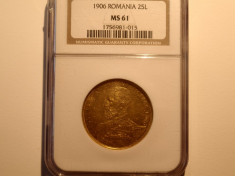Moneda Aur 25 lei 1906 MS-61 NGC foto