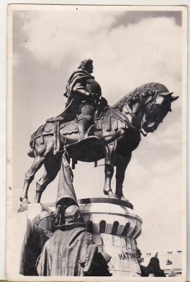 bnk cp Cluj - Statuia lui Matei Corvin - circulata 1948 - marca IOVR foto