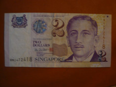 Bancnota 2 Dolari Singapore , cal.Buna foto