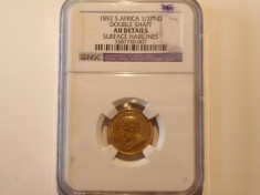 Moneda Aur 1/2Pond Africa de sud 1892 (oiste dubla car) RR tiraj 10 000 ex. foto