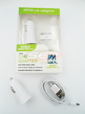 Incarcator auto DUAL USB 1000mAh cu cablu date iPhone 3GS / 4GS &amp;amp; iPad 2 / 3 foto