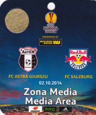 Acreditare meci fotbal ASTRA Giurgiu - FC SALZBURG 02.10.2014 Europa League foto