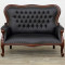 SOFA CHESTERFIELD DIN LEMN DE MAHON CU TAPITERIE NEAGRA