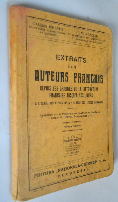 Extraits des auteurs francais - clasa a V- a 1929