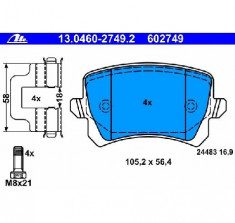 Set placute frana spate VW Golf 5 V fabricat in perioada 10.2003 - 02.2009 ATE 13.0460-2749 .2 foto