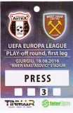 Acreditare meci fotbal ASTRA Giurgiu - WEST HAM UNITED 18.08.2016 Europa League