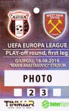 Acreditare meci fotbal ASTRA Giurgiu - WEST HAM UNITED 18.08.2016 Europa League