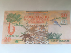 Insulele Cook, 20 dollars 1992 - aUNC foto