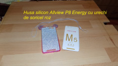 Husa silicon Allview P8 Energy cu urechi de soricel roz foto