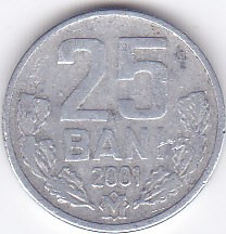 Moneda Moldova 25 Bani 2001 - KM#3 VF foto