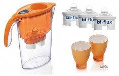 Cana filtranta apa Stream Colors 2.3 litri, Orange - Pachet Promo + 3 filtre + 2 pahare Laica foto