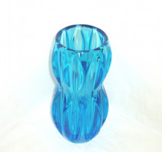 Vaza cristal saphire, mould blown - Clepsidra - design Jan Schmid 1961, Rosice foto