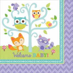 16 Servetele Botez Woodland Welcome Baby 33x33 cm foto