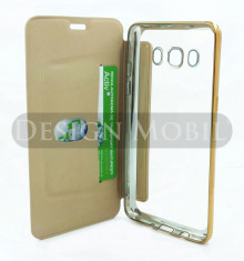 HUSA SAMSUNG GALAXY J5 (2016) TOC FLIP COVER TIP CARTE PREMIUM GOLD foto