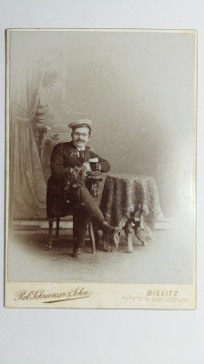 FOTOGRAFIE VECHE MILITARA DE CABINET - SFARSITUL ANILOR 1800 INCEPUT DE 1900 foto