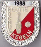 Insigna Sportiva Concurs de popice 1988 Reutte Rochus Kegeln , argintie