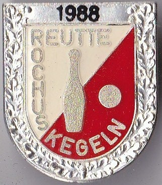 Insigna Sportiva Concurs de popice 1988 Reutte Rochus Kegeln , argintie foto