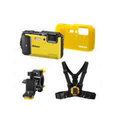 Aparat foto Nikon Coolpix AW130 16 Mpx zoom optic 5x WiFi subacvatic Outdoor Kit Galben foto