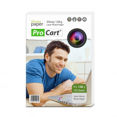 HARTIE FOTO LASER GLOSSY 128g FORMAT A3 PACHET 125 COLI PENTRU FLYERE foto