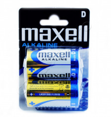 Set 2 baterii tip D alcaline 1.5V Maxell foto