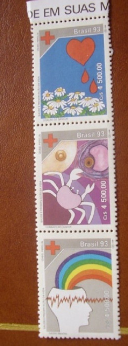 BRAZILIA 1993 &ndash; CRUCEA ROSIE, triptic nestampilat, B42