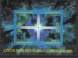 COCOS (KEELING) ISLANDS 1985 &ndash; CRACIUN, colita nestampilata, B45, Nestampilat