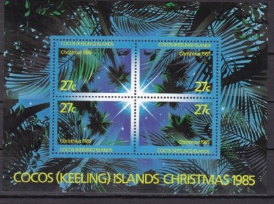 COCOS (KEELING) ISLANDS 1985 &amp;ndash; CRACIUN, colita nestampilata, B45 foto