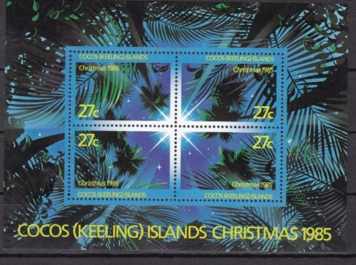 COCOS (KEELING) ISLANDS 1985 &ndash; CRACIUN, colita nestampilata, B45
