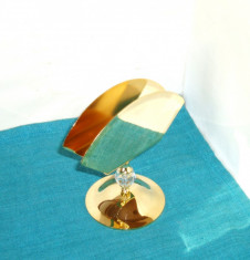 Suport servetele alama placat cu aur 24K, cristal fasetat manual - Lovsjo Suedia foto
